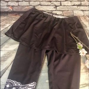 YMX Capri Brown Leggings Workout Yoga Skirt